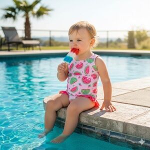Baby Girl One Piece Swimsuit Swimwear Watermelon Bathing Suit 2-3Yr